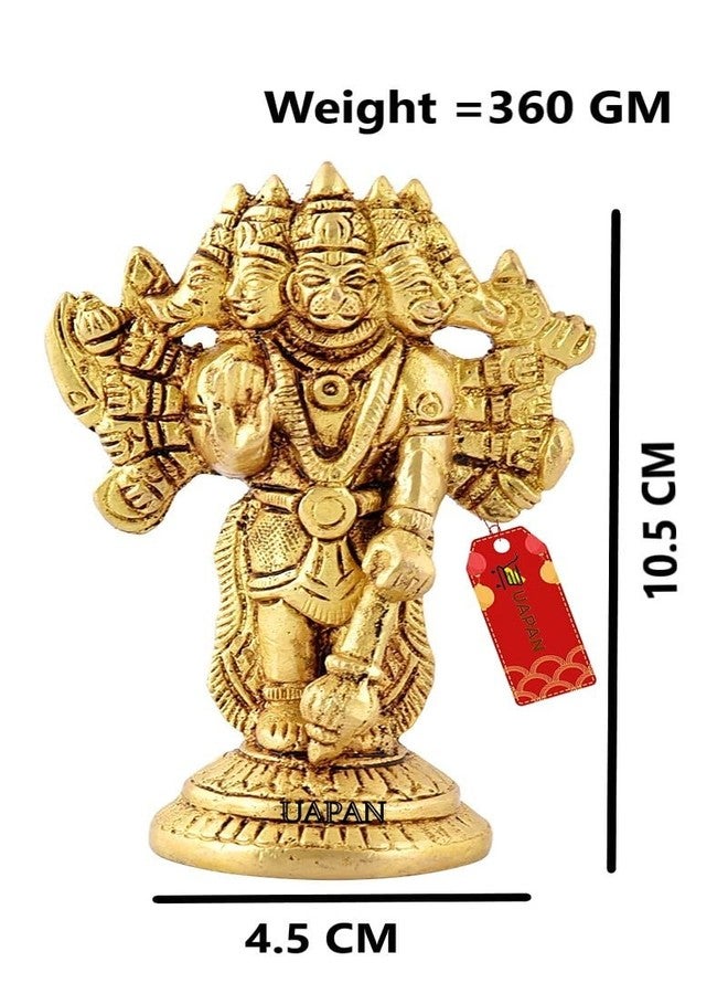 UAPAN Brass Standing Hanuman Panchmukhi Idol Murti I Pooja Poojan Temple Daily Worship 100% Brass Material (Medium, Panchmukhi Hanuman Ji) - Image 3